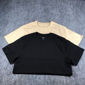 NovaMen T Shirt Lot Mens M Black Beige Cotton‎ Casual Basic Solid Short Sleeve